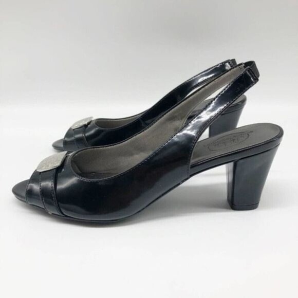 LIFE STRIDE Black Heloise Sling Back Heels - Picture 4 of 7